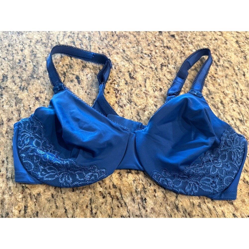 Olga Bra 38C Luxury Lift Underwire Royal Blue Unlined Adjustable Strap 35063